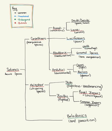 Demon Species Chart – @salparadiselost on Tumblr Demon Ranks, Demon Species, Demon Hierarchy, Types Of Demons, Visual Illusion, Fantasy Story, Human Emotions, On Tumblr, The Modern