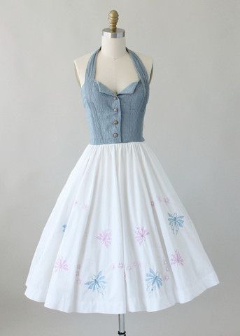 Couture Dior, Halter Sundress, Vintage Fashion 1950s, Vintage Dresses 50s, Fashion 1950s, Vintage 1950s Dresses, 1950s Style, Stylish Dresses For Girls, Vestidos Vintage