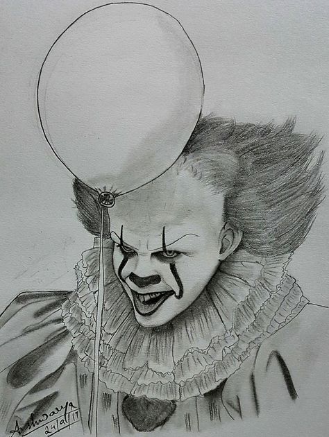 Pennywise - IT (2017) by Maya-Winchester Pennywise Painting, Movie Drawings, Joker Art Drawing, Whiteboard Art, Scary Drawings, Horror Drawing, It 2017, Pennywise The Clown, Creepy Drawings