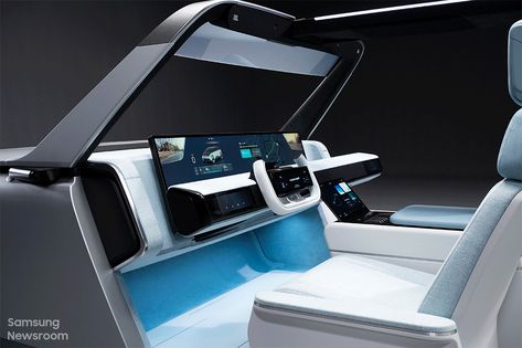 Samsung’s Epic New Cockpit Can Turn Into a Mobile Office or Gaming Rig – Robb Report Types Of Innovation, Car Crystals, Car Experience, Autonomous Vehicle, Traffic Signal, Car Designs, Surround Sound Systems, Bike Design, Automotive Design