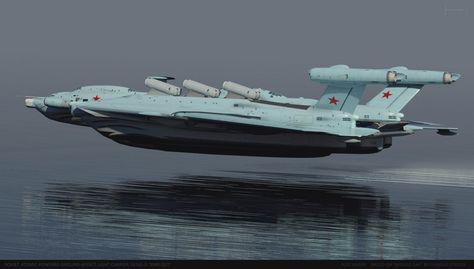 concept ships: Soviet Atomic Powered Ground-effect Light Carrier 19701 "SMELOST" by Alex Brady Us Battleships, Fly Air, Ground Effects, Flying Boat, Concept Ships, Boat Design, Aircraft Carrier, Zeppelin, Military Aircraft