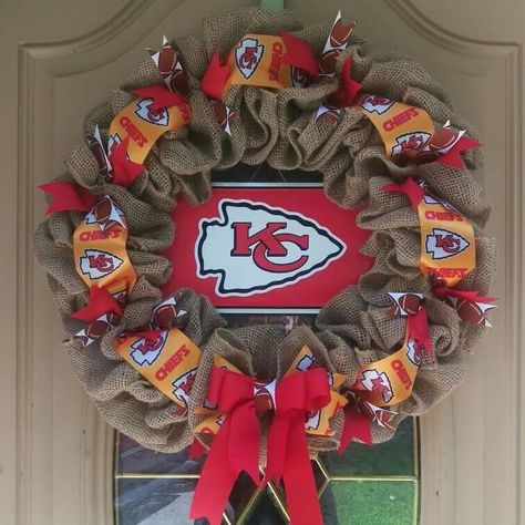 Chiefs Wreath Diy, Kc Chiefs Wreaths, Kc Chiefs Wreath, Chiefs Christmas Wreath, Kc Chiefs Wreath Front Doors, Chiefs Front Door Sign, Chiefs Wreath, Kansas City Chiefs Door Wreath, Chiefs Christmas