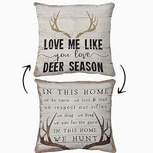 Hunting Decor Living Room, Hunting Room Decor, Deer Hunting Decor, Embroidery Theme, Farmhouse Pillow Covers, Hunting Room, Deer Season, Hunting Decor, Deer Decor