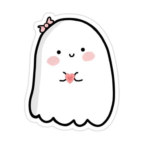 Cute Kiss Sticker, Aesthetic Stickers Ideas, Cute Ghost Drawings, Cute Ghost Stickers, Marketing Stickers, Cute Halloween Stickers, Cute Kawaii Stickers, Cute Halloween Drawings, Halloween Felt Crafts