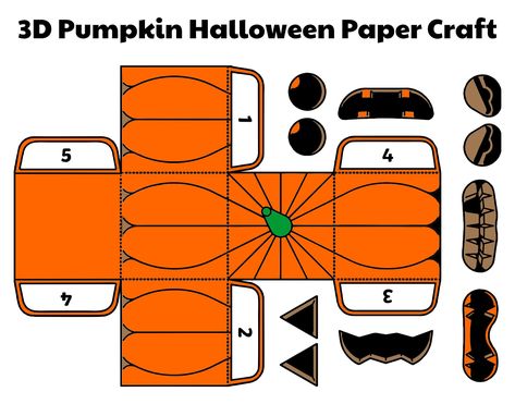 3D Pumpkin Halloween Paper Craft 3d Pumpkin Craft, Pumpkin Crafts Kids, Halloween Papercraft, Halloween Pumpkin Crafts, Fun Halloween Activities, Paper Cube, 3d Pumpkin, Hanging Craft Ideas, Halloween Paper Crafts