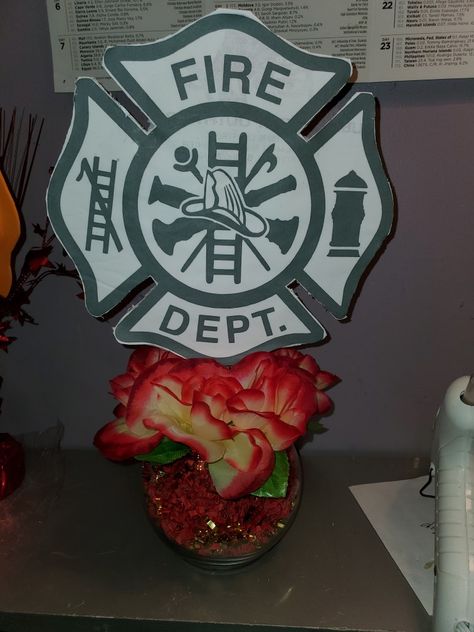 This is an idea I had when asked to design centerpieces for a Firefighter Appreciation. Retirement Party Centerpieces, Firefighter Retirement, Fruit Gifts, Retirement Parties, Party Centerpieces, Firefighter, Birthday Candles, Candles, Fruit