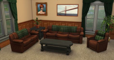 Sims 4 Leather Couch, Sims 4 Sofa, Sims Apartment, Snuggle Sofa, Custom Couches, Sims 4 Family, Sleeper Couch, Pull Out Couch, Plaid And Leather