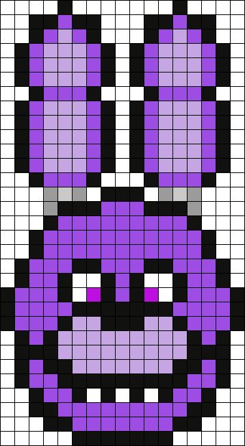 Bonnie Fnaf Perler Bead Pattern | Bead Sprites | Characters Fuse Bead Patterns Fnaf Perler Beads Pattern, Fnaf Kandi, Fnaf Perler Beads, Pixel Art Fnaf, Pony Bead Crafts, Photo Pattern, Pixel Art Grid, Bead Sprite, Kandi Patterns