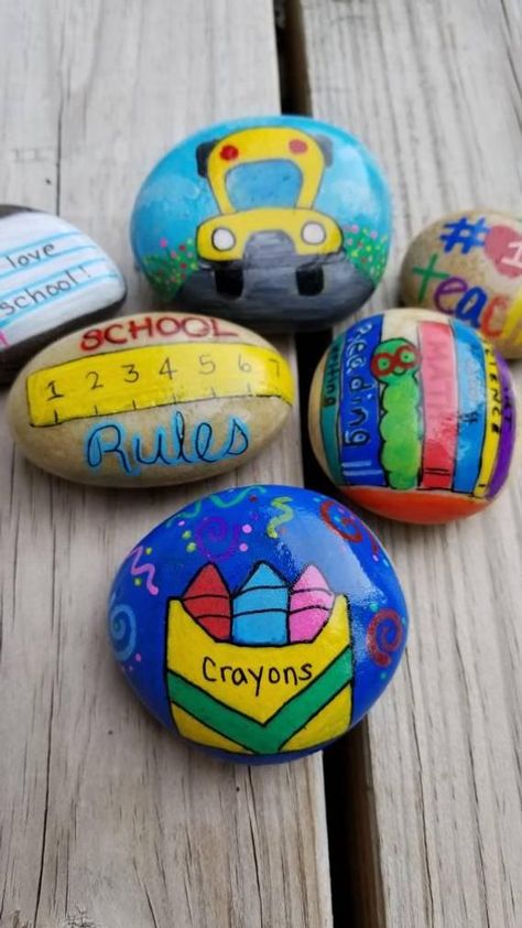 Back to School Painted Rocks, School Rules, School bus rock, Bookworm, #1 Teacher Hand Painted Rocks, #Bookworm #bus #hand #Painted #rock #Rocks #rules #School #teacher Check more at http://backtoschool.nasreddinhoca.org/back-to-school-painted-rocks-school-rules-school-bus-rock-bookworm-1-teacher-hand-painted-rocks/ Paint Rocks, School Painting, Painted Rocks Kids, School Rules, Painted Rocks Craft, Painted Rocks Diy, Rock Painting Ideas Easy, Rock Painting Patterns, Painting Rocks