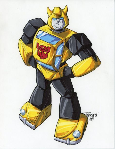 Bumblebee by Scott Dalrymple G1 Bumblebee Art, Scott Dalrymple Transformers, Bumblebee Pictures, Transformers Drawings, Bumble Bee Transformer, Funny Drunk Pictures, Drunk Pictures, Transformers Illustration, Scott Dalrymple