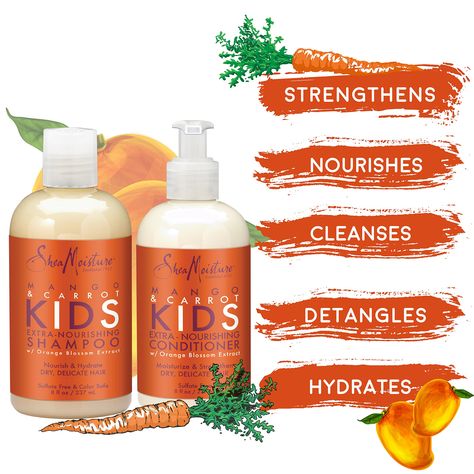 SheaMoisture Mango #naturalhairregrowth Carrot Oil, Natural Hair Regrowth, Coconut Shampoo, Carrots Oil, Hair Cleanser, Shampoo And Conditioner Set, Shea Moisture, Nourishing Shampoo, Promote Healthy Hair Growth