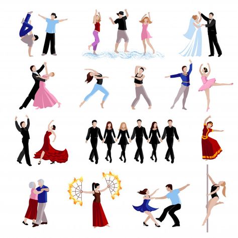 Dancing various styles of dance people Free Vector | Free Vector #Freepik #vector #freewedding #freemusic #freepeople #freeparty Dance Silhouette, Party Icon, Wedding Icon, Bollywood Party, Dancers Art, Types Of Dancing, Flat Icons Set, People Icon, Cat Comics