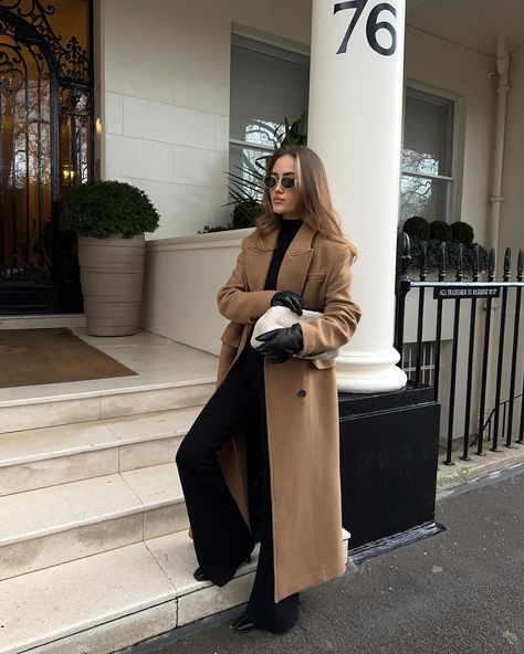 Kate Hutchins | AD Some people collect art, some people collect stamps, I however collect… coats and this one is a gooden @karen_millen use KATE20 for 20%… | Instagram Long Coats For Women Classy, Brown Long Coat Outfit, Leather Gloves Outfit, Brown Coat Outfit, Kate Hutchins, Long Brown Coat, March Outfits, Long Coat Outfit, Collect Art