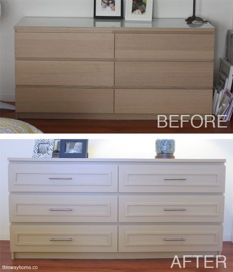 Ikea Malm Drawers, Bedroom Makeover Before And After, Ikea Malm Dresser, Malm Dresser, Bedroom Furniture Makeover, Dressers Makeover, Ikea Furniture Hacks, Ikea Malm, Trendy Bedroom