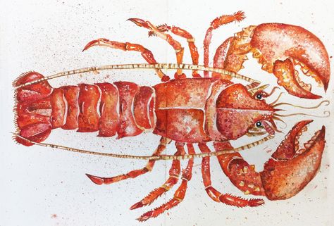 Lobster Pictures, Sea Life Wallpaper, Lobster Art, Blue Lobster, Lobster Print, White Gouache, Blue Drawings, Neo Expressionism, Artsy Photos