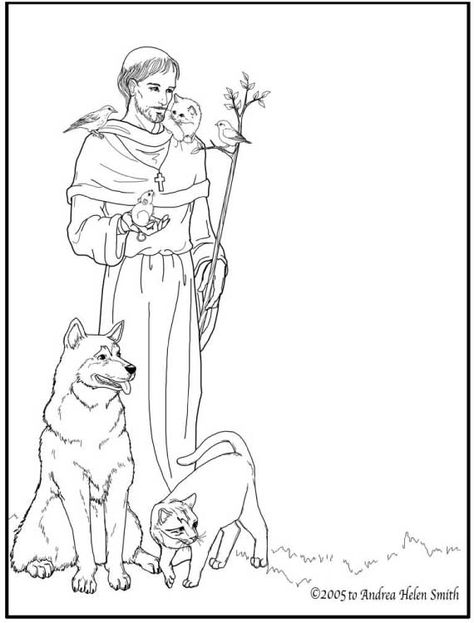 St. Francis of Assisi Coloring pages for Catholic Kids Saint Coloring, Patron Saint Of Animals, Catholic Homeschool, St Francis Of Assisi, Catholic Crafts, Coloring Pages Inspirational, Catholic Kids, All Saints Day, Francis Of Assisi