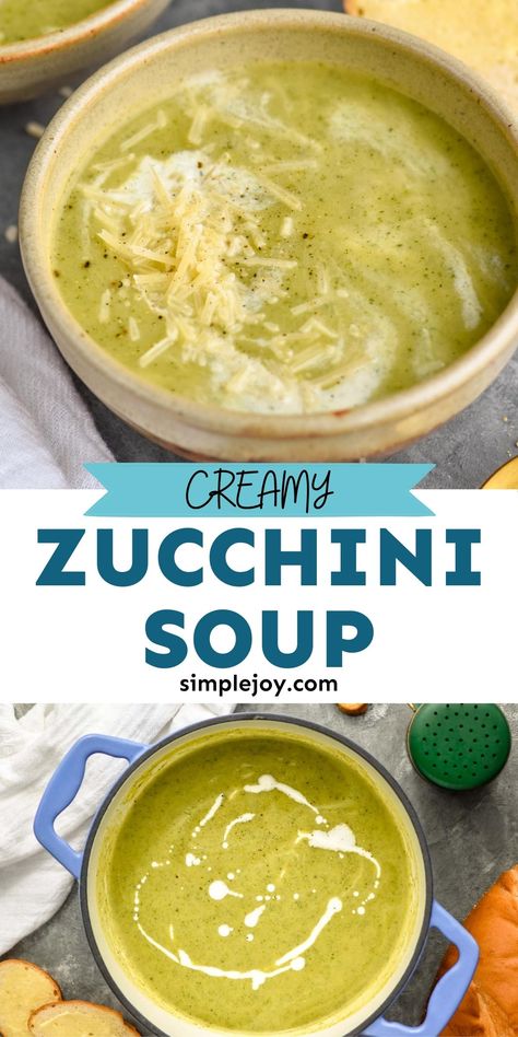 This Zucchini Soup is incredibly creamy and rich despite having absolutely no dairy in it. You will be blown away by how delicious this simple, healthy soup is. Easy Zucchini Soup, Creamy Zucchini Soup, Summer Soup Recipes, Zucchini Soup Recipes, Creamy Zucchini, Gluten Free Recipes For Lunch, Zucchini Side Dishes, Easy Zucchini Recipes, Zucchini Soup