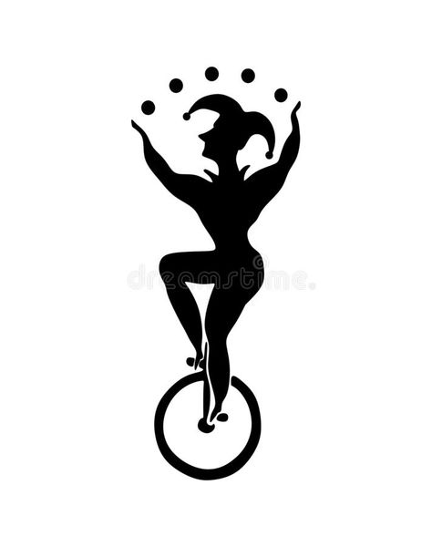 Unicycle Illustration, Circus Silhouette, Jester Juggling, Unicycle Circus, Circus Elements, Circus Drawing, Paint Tattoos, Circus Lights, Circus Illustration