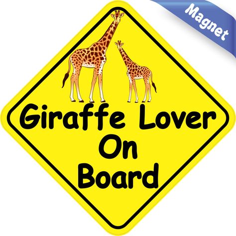 6in x 6in Giraffe Lover On Board Animals Magnet Magnetic Vehicle Sign Dog Bumper Stickers, Magnetic Car Signs, Giraffe Pictures, Vinyl Window Decals, Vinyl Magnets, Purple Animals, Emotional Support Dog, Support Dog, Giraffe Art