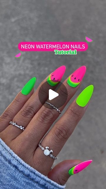 Jeanette Flores on Instagram: "🚨Summer nail trend alert: Matte Neon Nails🚨 Save & Share this easy watermelon nail look for your next summer set!💅🏽🍉🥵  Using @dndgel (code: JEN25) •Perfect White 156 •Sour Bubblegum 212 •Tokyo Tea 190 •Lawn Green 192 •Matte Top Coat 200 •Classic Black •Dotting Nail Art Tool Set  #dndgelpolish #dndgel #summernails #mattenails #easynails #diynails #nailtutorials #nailvideos #easynaildesigns #ombrenails #rainbownails #neonnails #summer2024 #watermelonnails #summerinspo #nails #uñastendencia #summerstyle" Lime Green Nails Design Summer, Neon Green Summer Nails, Matte Neon Nails, Tokyo Tea, Watermelon Nail, Lime Green Nails, Watermelon Nails, Dnd Gel Polish, Nail Trend