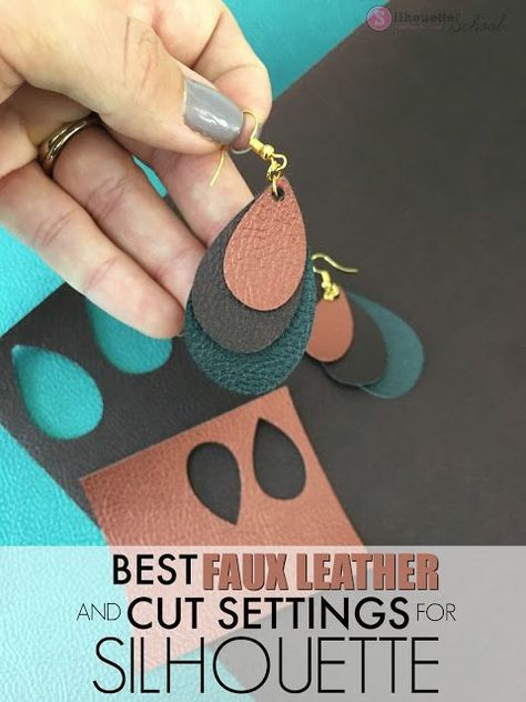 DIY faux leather earrings are actually pretty easy to make with a Silhouette machine if you have the right cut settings and material. Starting with the basics are key and with this tutorial we will start there. Silhouette Jewelry, Diy En Cuir, Silhouette School Blog, Silhouette Cameo Crafts, Silhouette Earring, Diy Leather Earrings, Leather Jewelry Diy, Silhouette Cameo Tutorials, Silhouette Tutorials