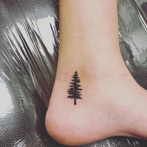 Tree Tattoo Ankle, Pine Tattoo, Pine Tree Tattoo, Shape Tattoo, Small Wrist Tattoos, Arrow Tattoo, E Tattoo, Diy Tattoo, Small Tattoo Designs