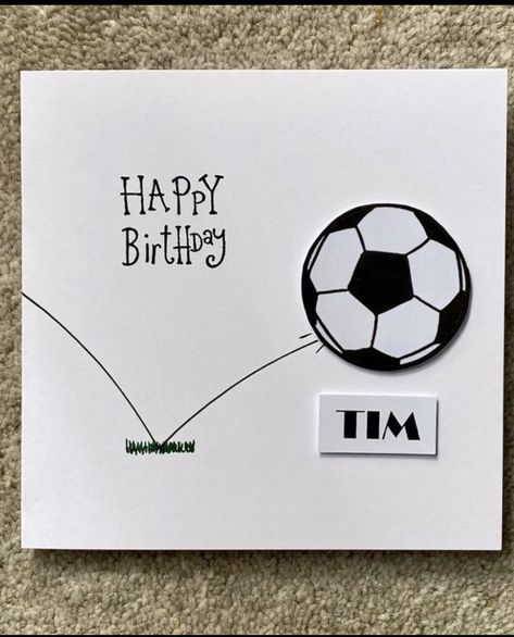 Birthday Card Football, Stampin Up Easter Cards, Happy Birthday Cards Handmade, Birthday Cards For Brother, Soccer Cards, Happy Birthday Art, Birthday Card Drawing, Soccer Birthday, Simple Birthday Cards