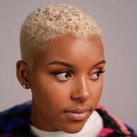 Short Blonde Hair Black Women, Blonde Short Curly Hair, Natural Hairstyles For Short Hair, Fade Haircut Women, Twa Hair, Twa Styles, Short Afro Hairstyles, Short Natural Curly Hair, Organization Makeup