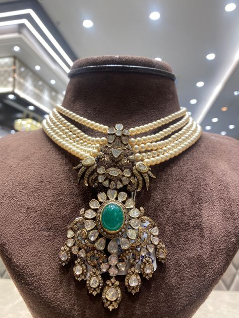 45 gms polki Victorian Polki Chandbali, Premraj Shantilal Jain Jewellers, Kundan Chandbali, Victorian Jewellery, Beads Choker, Gold Earrings Models, Diamond Pendants Designs, Polki Earrings, Beaded Necklace Designs