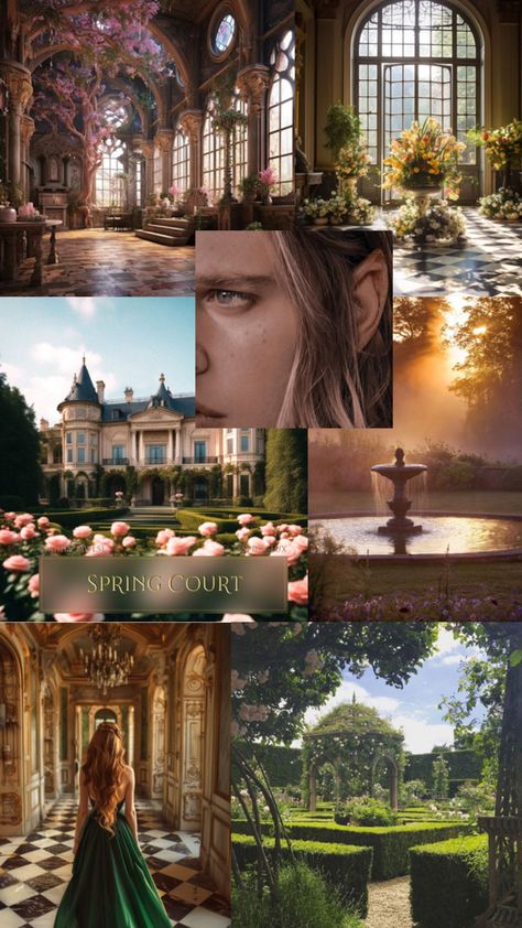 The spring court from ACOTAR series Spring Court Acotar, Clue Party, Spring Court, Throne Of Glass, Sims 4, Fairy Tales, Lake, Fan Art