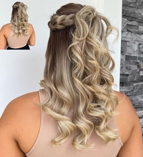 Half Up Half Down Braided Wedding Hair French Plait Hairstyles Half Up, French Plait Hairstyles, Plait Hairstyles, Graduation Hairstyle, Half Down Braided Hairstyles, Down Braided Hairstyles, Half Up Half Down Braided, Half Up Curls, Toddler Braided Hairstyles