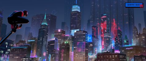 Yuhki Demers (@yuhkidemers) / Twitter Into The Spiderverse, Spider Man Across The Spider Verse, Sci Fi City, Across The Spider Verse, City Background, Verses Wallpaper, Verse Art, Painting Workshop, Magical Art