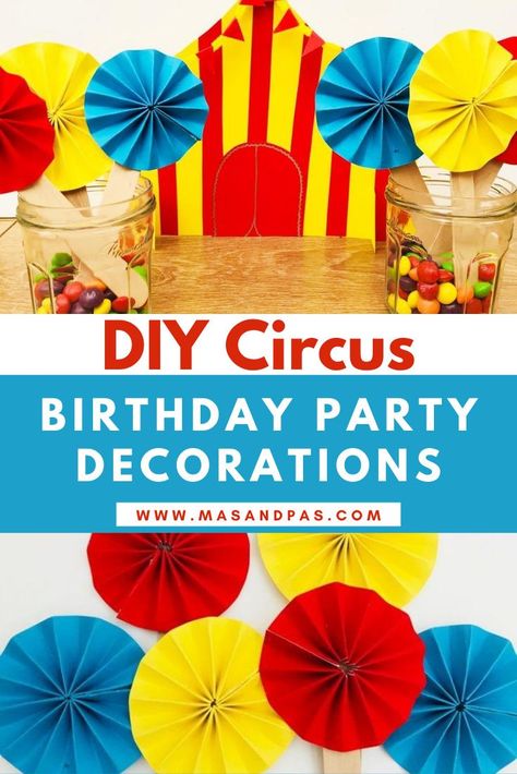 Liven up your party with these kid friendly, DIY circus decorations that are perfect for a carnival themed birthday party. The craft tutorials will show you how to make both pinwheels and a circus tent that’s the perfect craft to use as your table centerpiece. #circusbirthday #circusparty #partycrafts #circuscrafts Circus Theme Centerpieces, Circus Birthday Party Decorations, Circus Crafts, Diy Carnival, Carnival Decorations, Circus Decorations, Circus Theme Party, Circus Birthday Party, Circus Tent