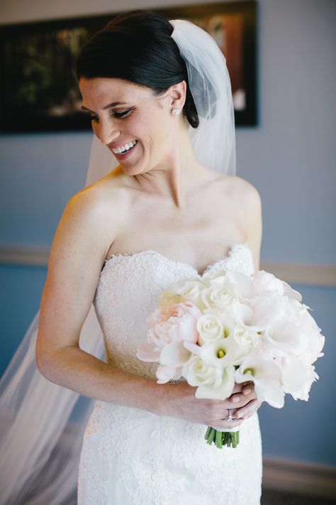 Calla Lily, Peony and Rose Bouquet Bridal Bouquet Peonies, White Bridal Bouquet, Calla Lily, Rose Bouquet, Flowers Photography, Chic Wedding, Wedding Classic, Styled Shoot, Strapless Wedding Dress