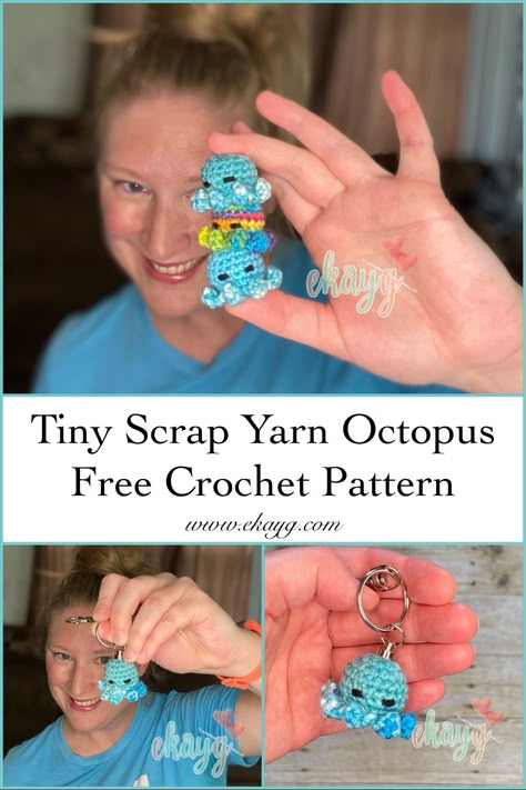 Crochet Scrap Yarn Amigurumi, Amigurumi Keychain Free Pattern English, Octopus Keychain Crochet Pattern, Crochet Ideas For Scrap Yarn, Small Crochet Octopus, Crochet Small Octopus Free Pattern, Things To Crochet And Sell Craft Fairs, Quick Easy Amigurumi, Small And Quick Crochet Projects