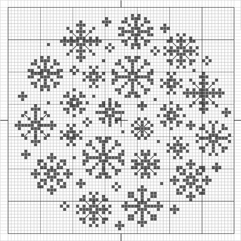 Free Christmas cross stitch and pixel art design - snowflakes in a circular embroidery hoop Small Star Cross Stitch Pattern, Mini Snowflake Cross Stitch Pattern, Pixel Art Snowflake, Cross Stitch Snowflake Pattern, Winter Cross Stitch Patterns Free, Snowflake Pixel Art, Christmas Cross Stitch Patterns Free Ornaments, Christmas Pixel Pattern, Winter Pixel Art