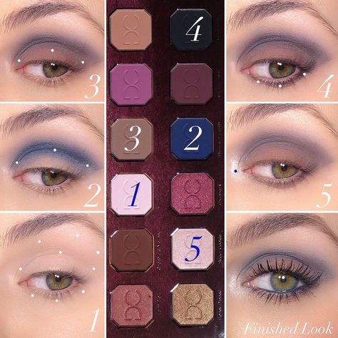 @dominiquecosmetics Berries & Cream Eyeshadow Palette  1️⃣Sweet Cream- all over base 2️⃣Blueberry Muffin- Crease (for sharp edge use either… Dark Purple Eyeshadow Looks, Dark Purple Eyeshadow, Eyeshadow Looks Step By Step, Inner Corner Highlight, Cream Eyeshadow Palette, Eye Face Painting, Purple Eyeshadow Looks, Summer Eyeshadow, Dominique Cosmetics