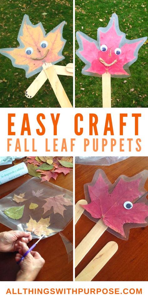 Fall Leaf Puppet Craft 3k Activities, Fall Leaves Craft, Leaf Crafts For Kids, Leaf Crafts Kids, November Preschool, Leaves Craft, Leaf Craft, Puppet Craft, Preschool Crafts Fall