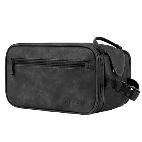 PRICES MAY VARY. MENS TOILETRY BAG: This functional PU leather toiletry travel bag has a large compartment and side pockets with additional pockets to hold all your toiletry, shaving, and grooming accessories. Equipped with elastic bands and additional mesh pockets to keep your hygiene items secured while traveling, weekend trip at hotel, or at home, this cosmetic make up case will help you stay organized. LARGE OPENING TOILETRIES TRAVEL BAG: This toiletry bag organizer has double zipper design Large Toiletry Bag, Toiletry Bag Women, Leather Dopp Kit, Mens Grooming Kit, Mens Toiletry Bag, Shaving Accessories, Travel Essentials Men, Toothbrush Toothpaste, Mens Travel