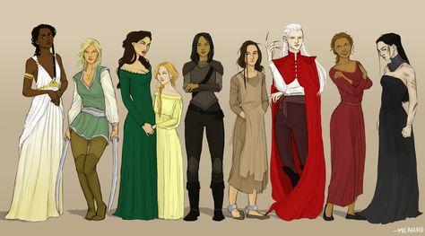 Throne of Glass Ladies: Nehemia, Celaena, Lysandra, Evangeline, Nesryn, Elide, Manon, Sorscha, Kaltain Sarah Maas, Queen Of Shadows, Throne Of Glass Fanart, Sara J Maas, Celaena Sardothien, Aelin Galathynius, Throne Of Glass Books, Crown Of Midnight, Empire Of Storms