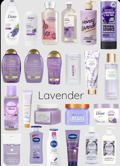 Purple Hygiene Products, Lavender Scent Combo, How To Smell Like Lavender, Best Scent Combos, Preppy Skin Care, Lavender Skin Care, Vanilla And Lavender, Lavender Skin, Lavender Fragrance