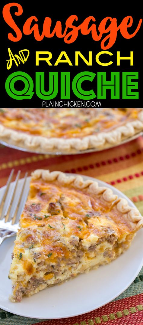 Quiche Sausage, Breakfast Quiche Sausage, Quiche Pie Crust, Quiche Pie, Sausage Quiche, Cream Eggs, Breakfast Quiche Recipes, Quiche Recipes Easy, Beef Bacon