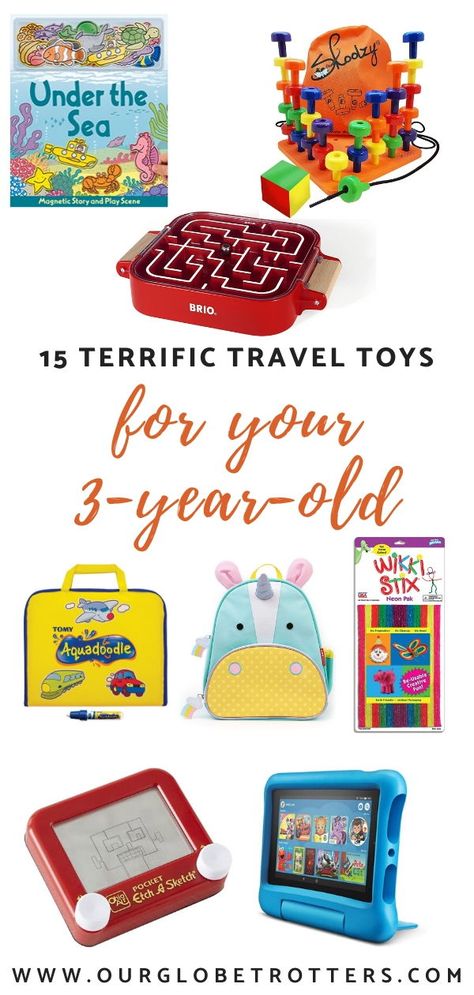 Keeping kids entertained on long journeys. You'll want these travel toy ideas for your three year old. the perfect mix of fun and entertainment without being too noisy or too many small parts, great toys for road trips or flying #familytravel Toddler Travel Toys, Road Trip Toys, Toys For 2 Year, Traveling Mom, Texas Trip, Travel Toys For Toddlers, Flying With Kids, Road Trip Activities, Car Seat And Stroller