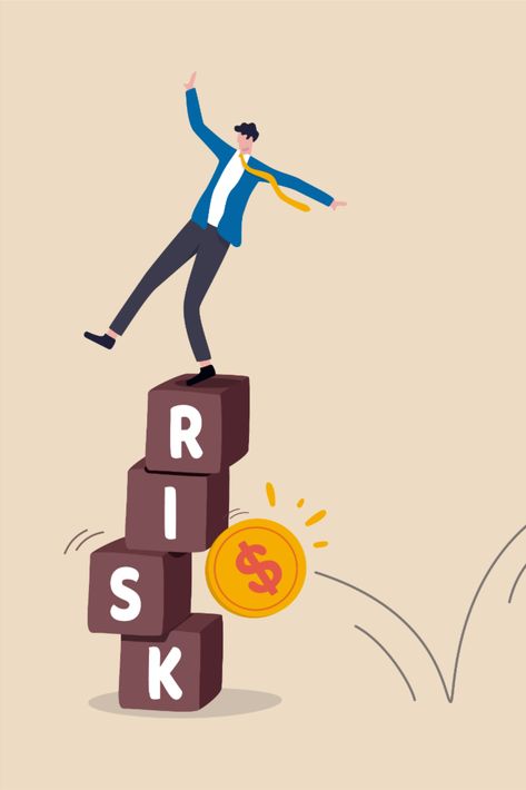 Investment risk, volatility and fluctuation in stock market that price will drop, stability and uncertainty concept, businessman investor falling from stack block with word RISK impact by money coin. Risk Management Illustration, Impact Illustration, Investment Illustration, Business Risk, Word Block, Happy Gandhi Jayanti, Cute Fall Wallpaper, Business Motivational Quotes, Photo Background Images