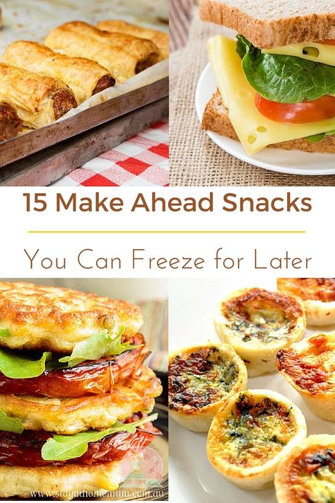 15 Make Ahead Snacks You Can Freeze for LaterPrep now, chill later! Quick Make Ahead Snacks, Dinner To Freeze Make Ahead, Freezable School Lunches, Lunch Ideas Freezable, Make Ahead Snacks To Freeze, Freeze Ahead Snacks, Freezer Friendly Snacks, Freezer Snacks Make Ahead, Snacks To Freeze