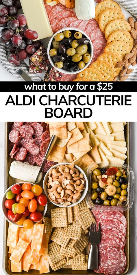 This ALDI charcuterie board shopping guide is a great way to make a cheap cheese platter to impress your guests this holiday season!  For less than $25 you can create a cheap and easy meat and cheese platter with a quality assortment of snacks for the holidays, bridal showers, parties, and barbecues! Charcuterie Board Basics, Cheap Cheese Board Ideas, 40th Birthday Charcuterie Board, Meat Cheese Platters Charcuterie Board, Aldi Charcuterie Board Ideas, Walmart Charcuterie Board, Cheap Charcuterie Board Ideas, Inexpensive Charcuterie Board, Cheap Charcuterie Board