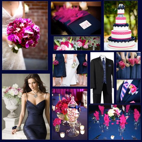 Navy and Pink Wedding Ideas | Colors for a winter wedding | Weddings, Style and Decor | Wedding ... Navy Blue Wedding Cakes, Fuschia Wedding, Wedding Color Schemes Summer, Navy And Burgundy Wedding, Wedding Cake Navy, Fuchsia Wedding, Winter Wedding Colors, Wedding Winter, Wedding Dress Pictures