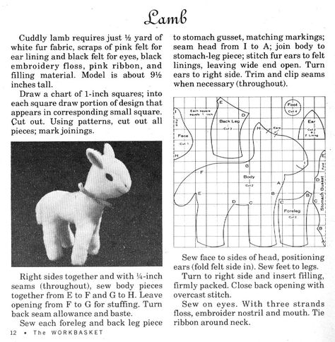 WB April 1974 toy lamb | love to sew | Flickr Lamb Doll Pattern Sewing, Vintage Plush Pattern, Stuffed Lamb Toy, Felt Animal Patterns, Plushie Patterns, Fabric Toys, Vintage Plush, Plush Pattern, Toy Doll