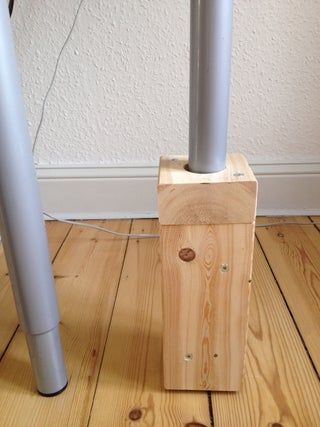 DIY Height Adjustable Table (for Less Than $70) : 4 Steps (with Pictures) - Instructables Height Adjustable Table, Workshop Diy, Desk Legs, My Home Office, Extending Table, Adjustable Height Table, Wooden Leg, Adjustable Table, Under The Table