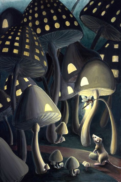 Cool Stuff Art Gallery: Favorite Friday Artists Mushroom Art Surreal Mushroom Art, Mushroom World Art, Mushroom City Drawing, Disenchantment Dreamland, Mushroom City, Shroom Art, Mushroom Magic, Forest Drawing, Mushroom Drawing